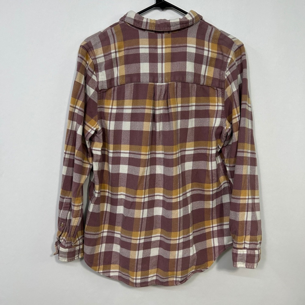 L.L.Bean Dusty Rose Pink Plaid Organic Cotton Flannel Shirt M Cozy Fall Layering - Picture 7 of 7
